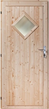 Exterior door Pine/Spruce 10x21 - 94x207cm ('Diamond' with window, to the left)