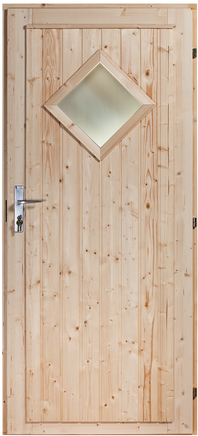Exterior door Pine/Spruce 9×20 – 84x197cm (‘Diamond’ with window, to the right)